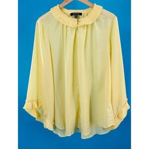 Ellen Tracy Yellow Flowy‎ Lined Ruffle Blouse - Size 1X